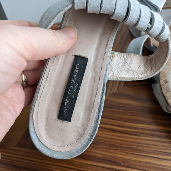 Alberto Zago suede Open Toe Casual tassel Slide grey size 39 9US s2 - Picture 8 of 12